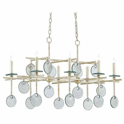 Silver Granello Sethos Silver Rectangular Chandelier Chandeliers Sideboards and Things By Currey & Co