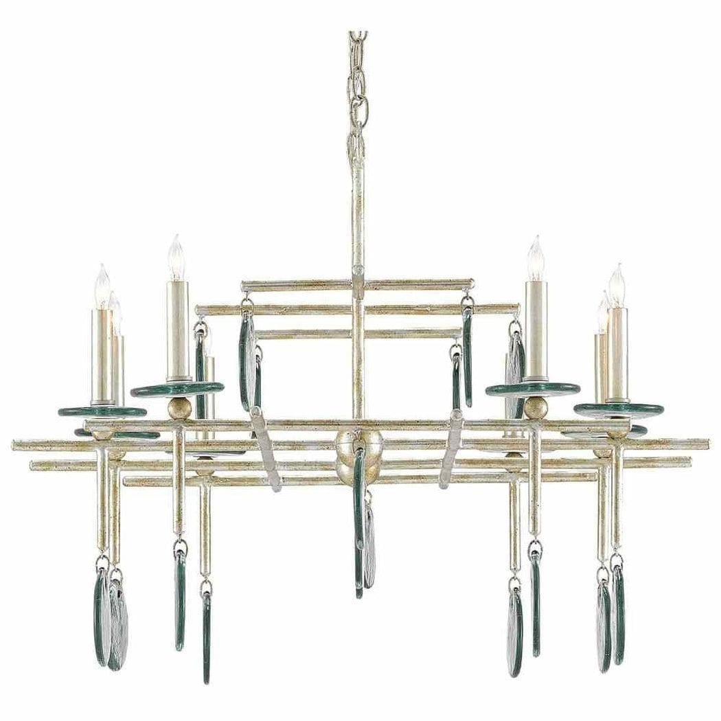 Silver Granello Sethos Silver Rectangular Chandelier Chandeliers Sideboards and Things By Currey & Co