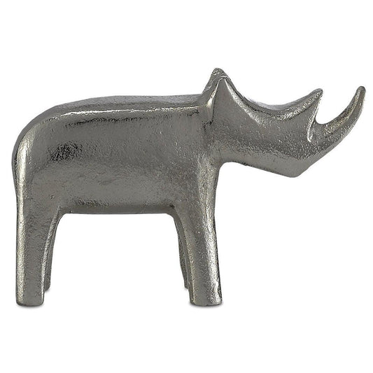 Silver Kano Silver Small Rhino Statues & Sculptures Sideboards and Things By Currey & Co