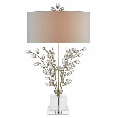 Silver Leaf Clear Forget-Me-Not Silver Table Lamp Table Lamps Sideboards and Things By Currey & Co