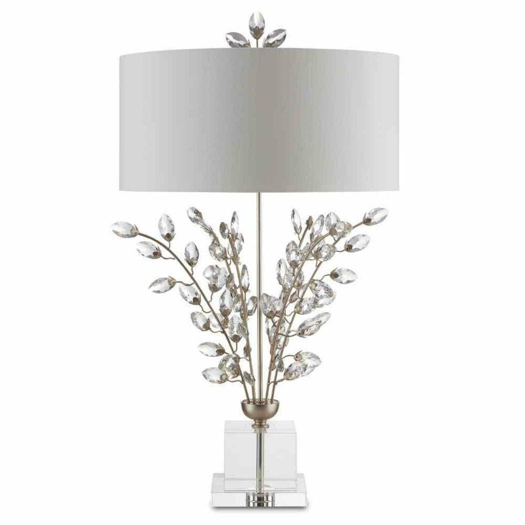 Silver Leaf Clear Forget-Me-Not Silver Table Lamp Table Lamps Sideboards and Things By Currey & Co