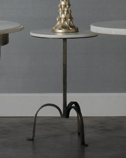 Silver Mid-Century Modern Left Bank Marble Table Side Tables Sideboards and Things By Jamie Young