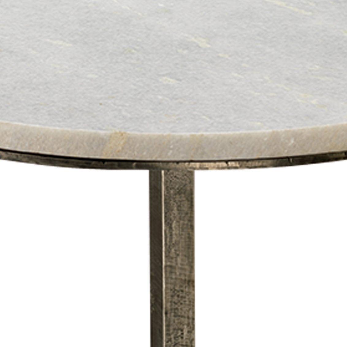 Silver Mid-Century Modern Left Bank Marble Table Side Tables Sideboards and Things By Jamie Young