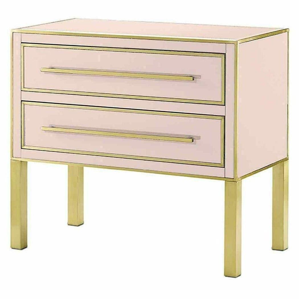 Silver Peony Satin Brass Arden Pink Chest Accent Cabinet Accent Cabinets Sideboards and Things By Currey & Co