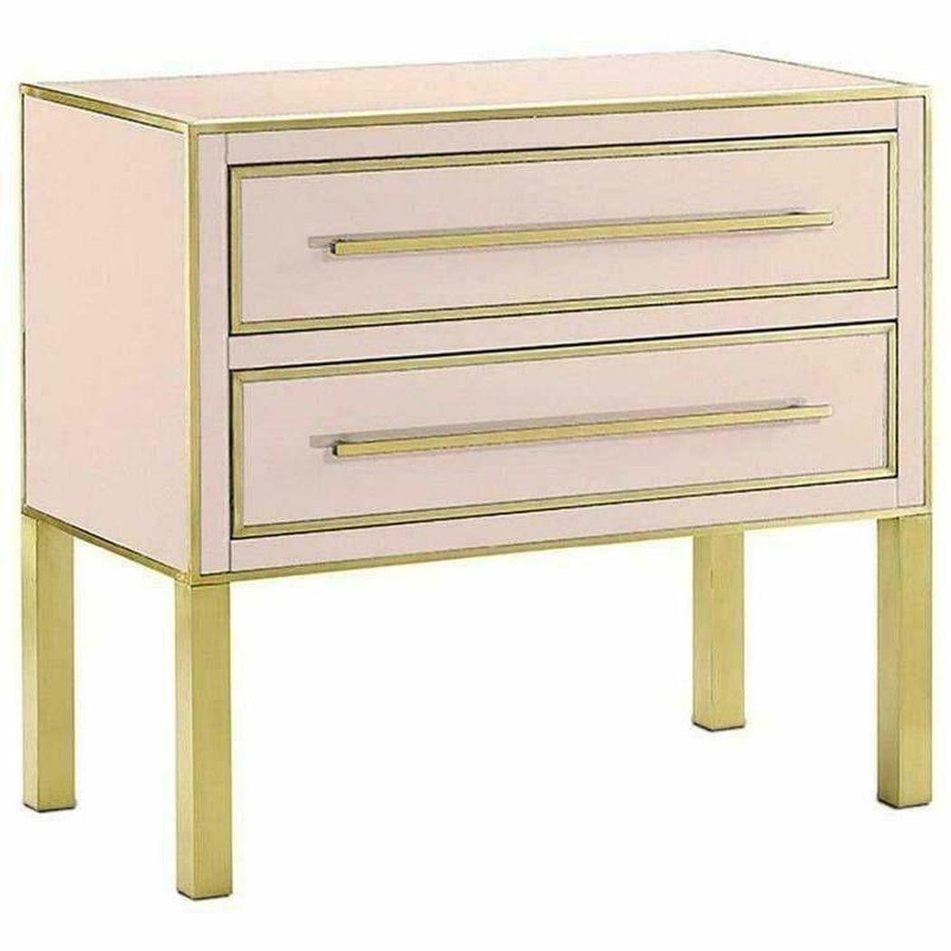 Silver Peony Satin Brass Arden Pink Chest Accent Cabinet Accent Cabinets Sideboards and Things By Currey & Co