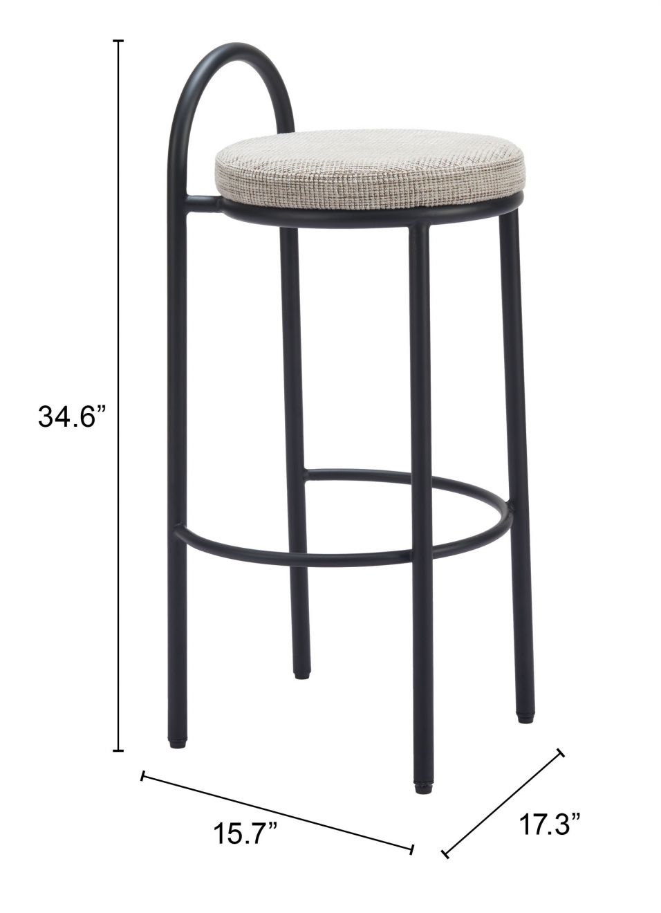 Zuo Modern Sisal Chenille Fabric Barstool 2PC
