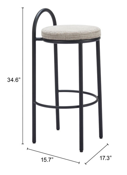 Zuo Modern Sisal Chenille Fabric Barstool 2PC