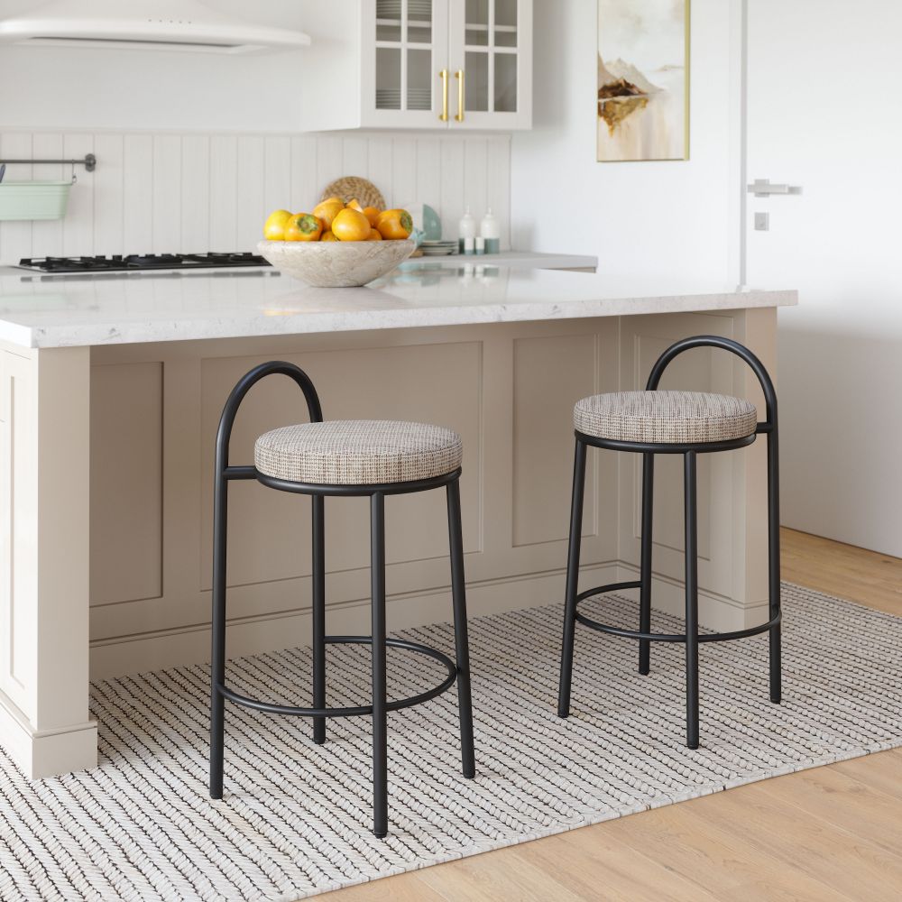 Zuo Modern Sisal Chenille Fabric Counter Stool 2PC