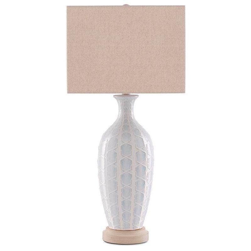 Sky Blue Cream Saraband Table Lamp Table Lamps Sideboards and Things By Currey & Co