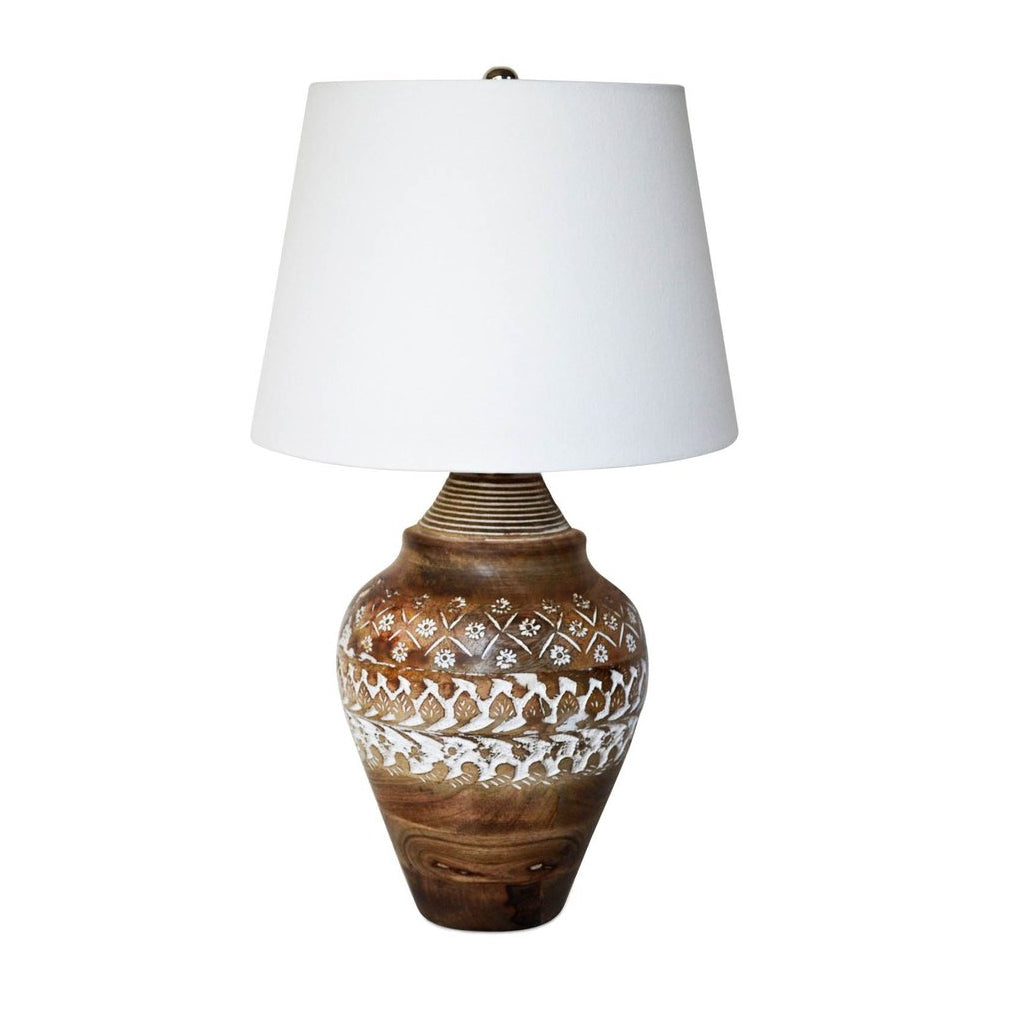 LH Home Skye Antique Wooden Table Lamp