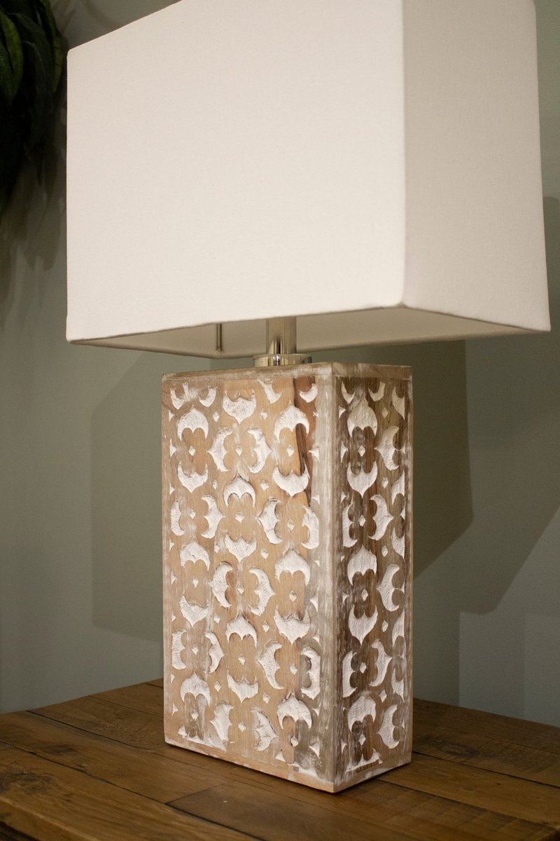 LH Home Skye Blossom Wooden Table Lamp