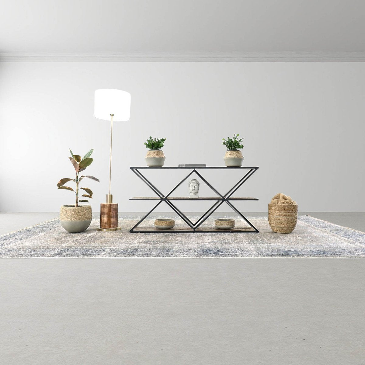 LH Home Skye Contemporary Wooden Standing Floor Lamp