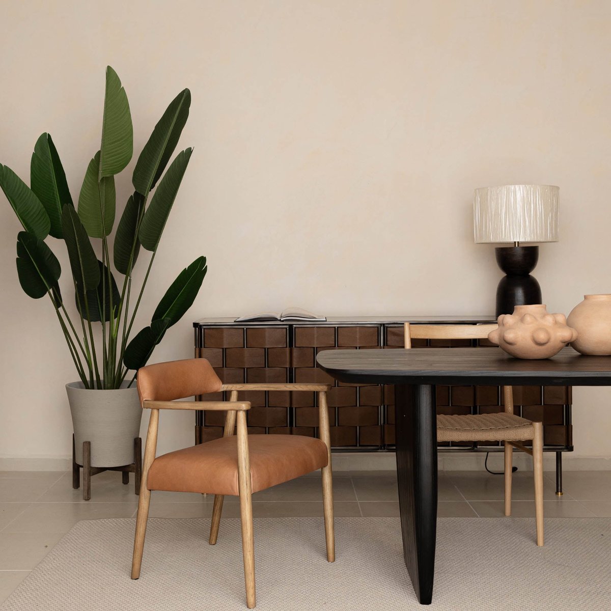 LH Home Skye Contour Wooden Table Lamp