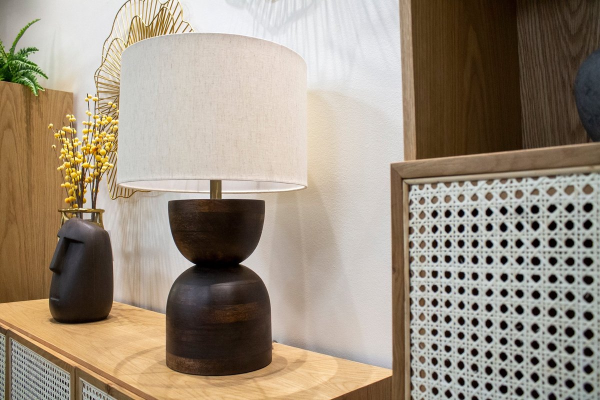 LH Home Skye Contour Wooden Table Lamp