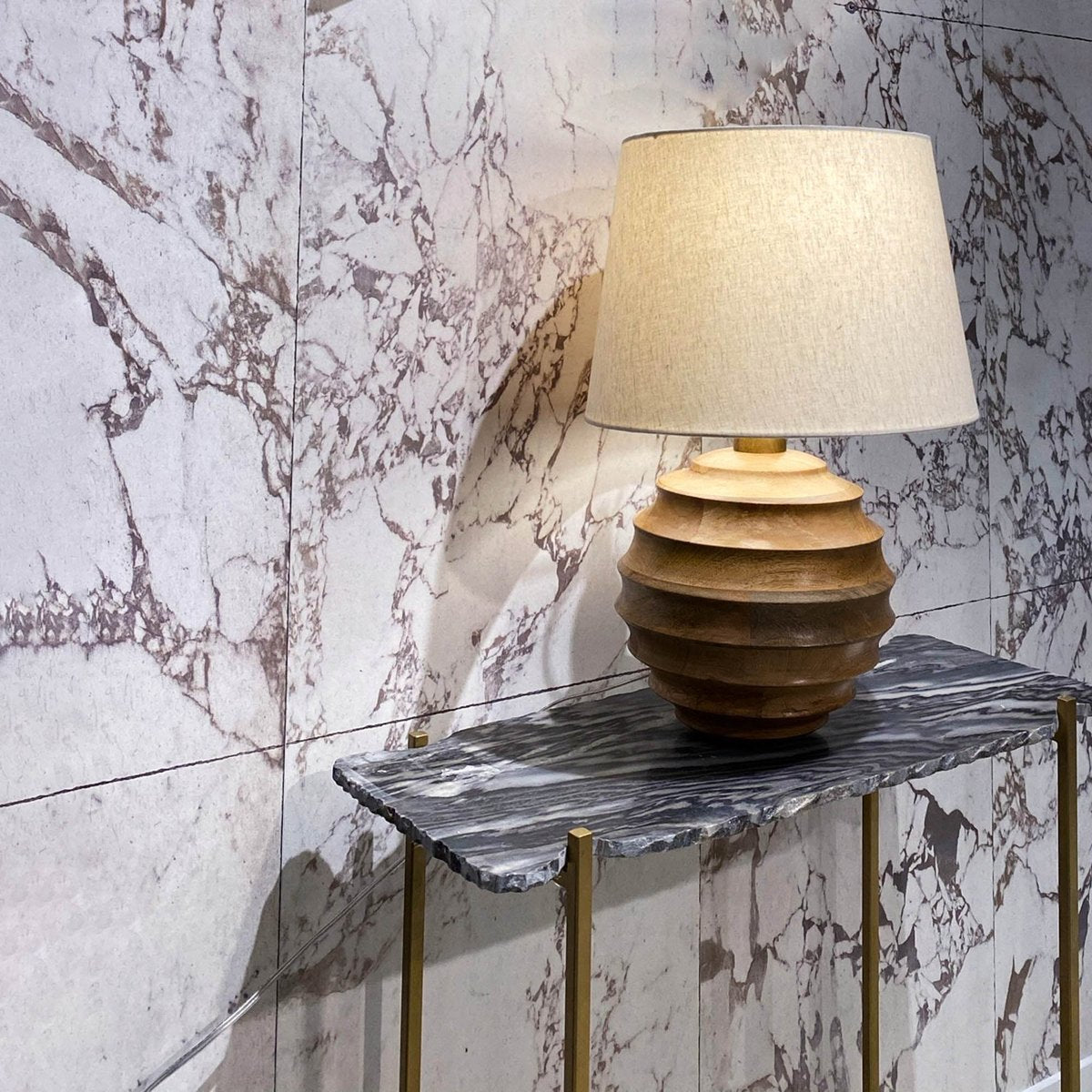 LH Home Skye Natural Wooden Table Lamp