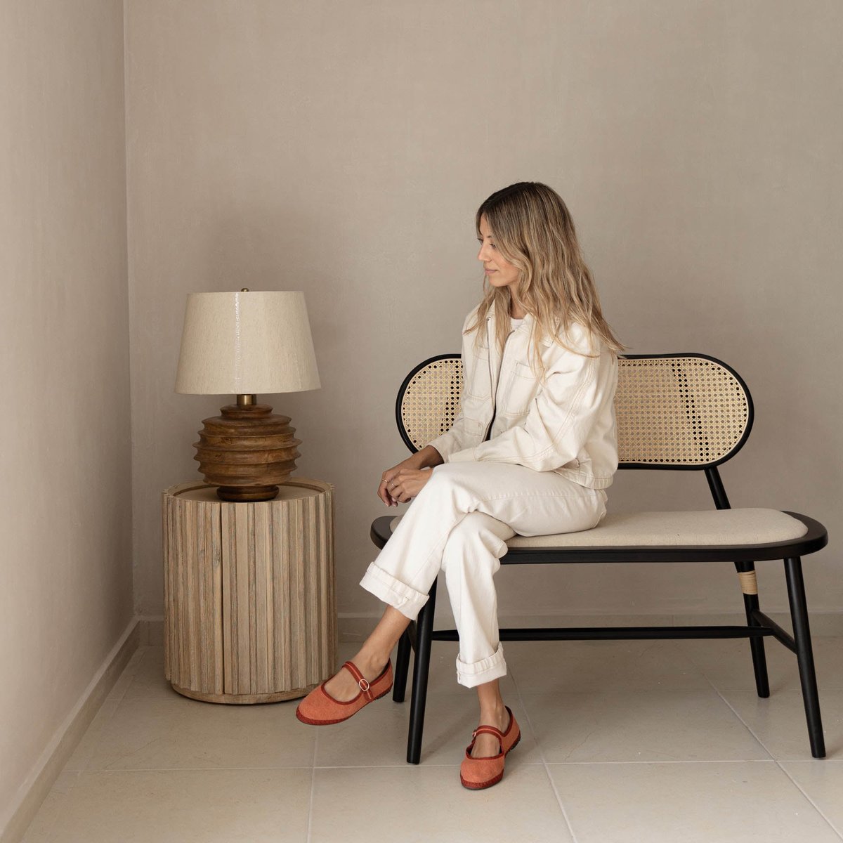 LH Home Skye Natural Wooden Table Lamp