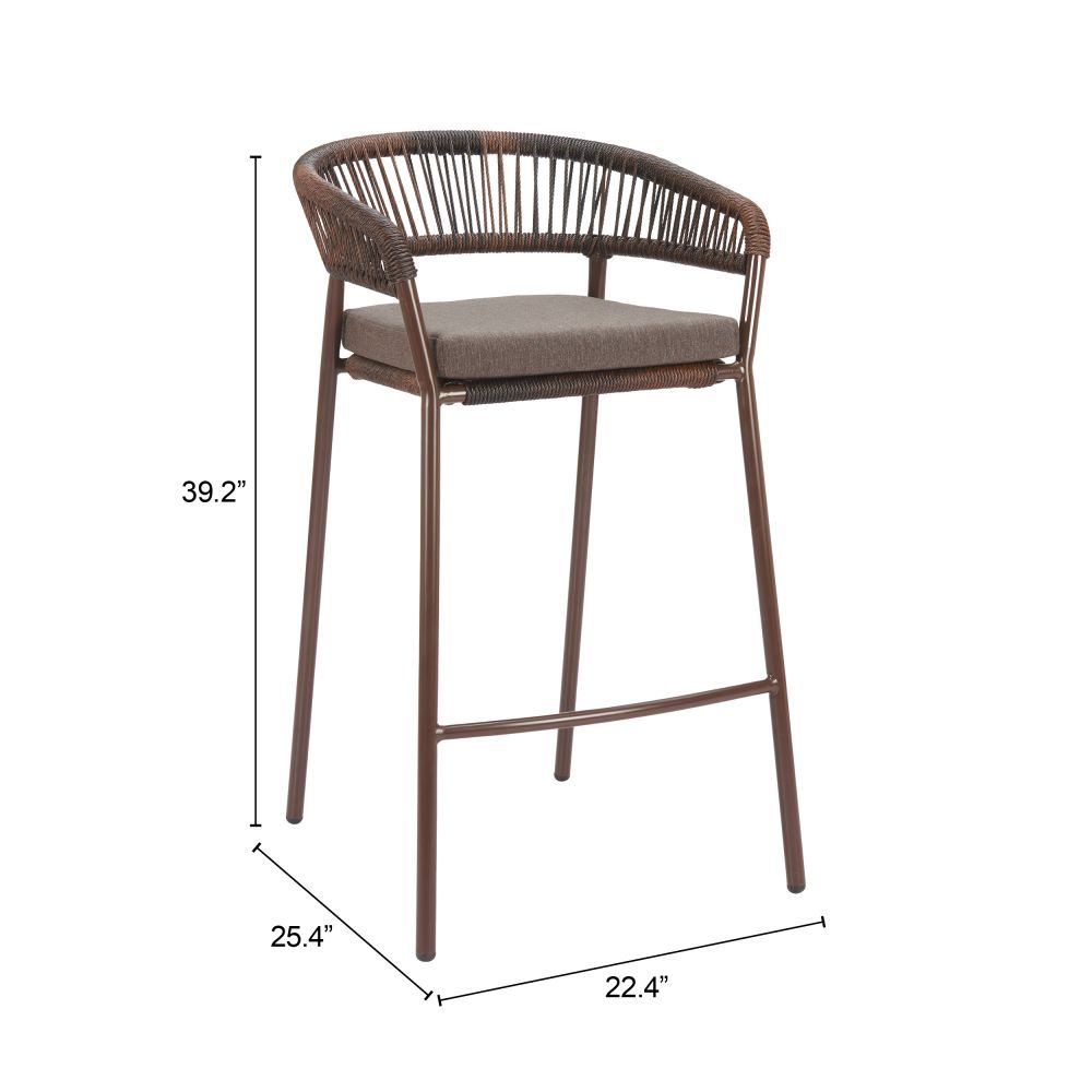 Zuo Modern Skye Olefin Fabric Outdoor Barstool 2PC