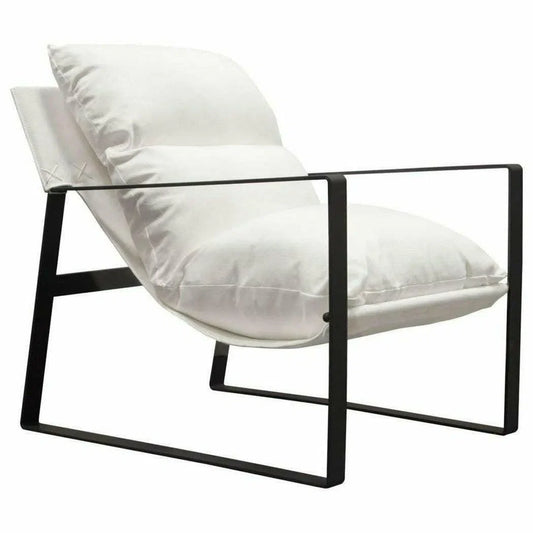 Sling Accent Chair in White Linen Fabric and Metal Frame Club Chairs Sideboards and Things  By Diamond Sofa