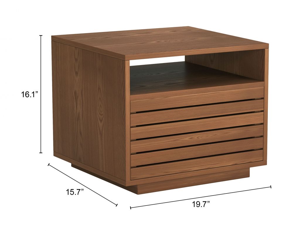 Zuo Modern Slit Wooden Brown Nightstand