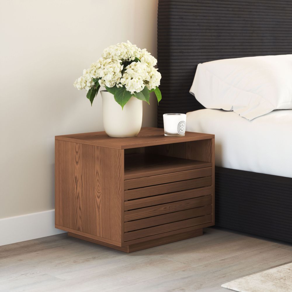 Zuo Modern Slit Wooden Brown Nightstand