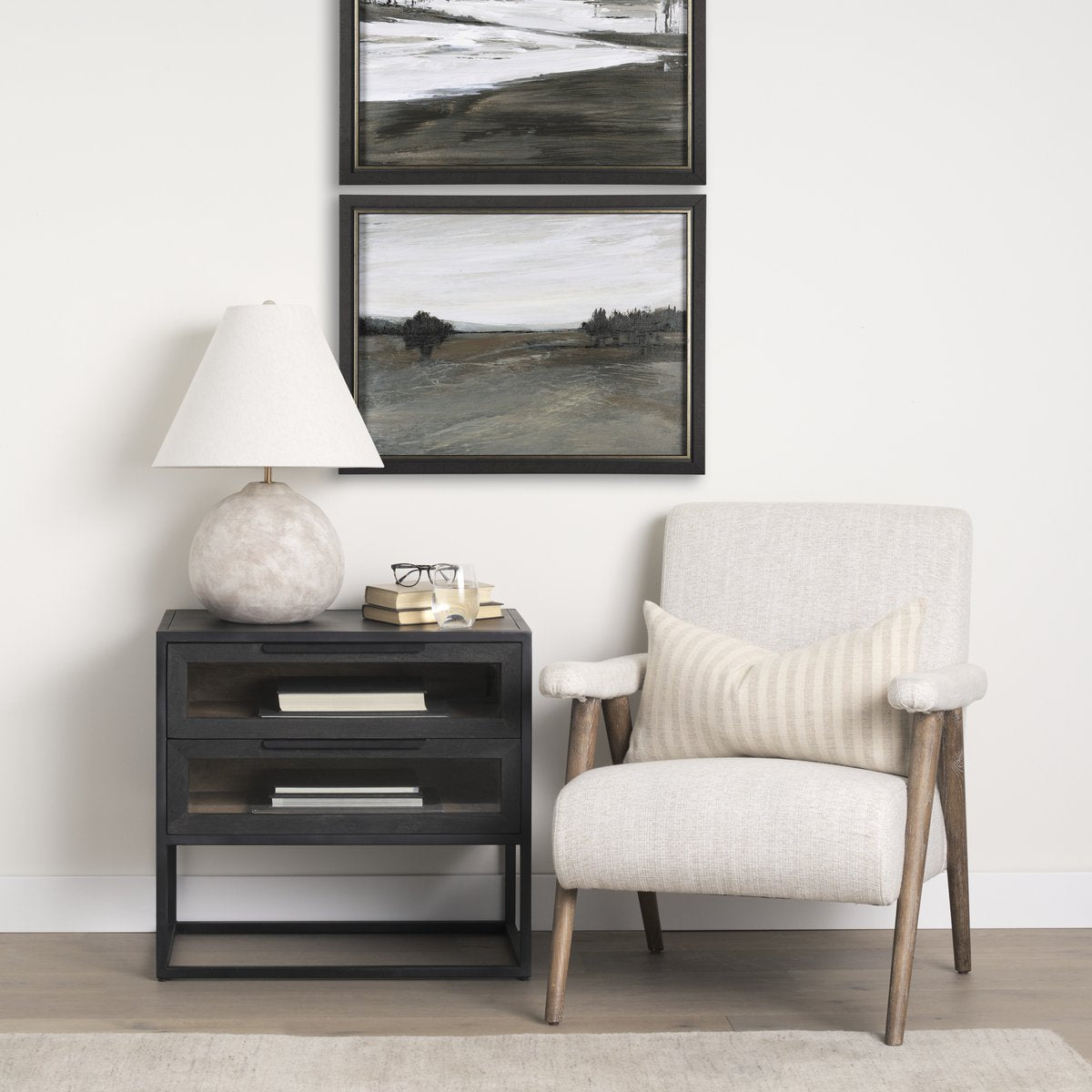 Mercana Sloan Two Drawers Black Nightstand