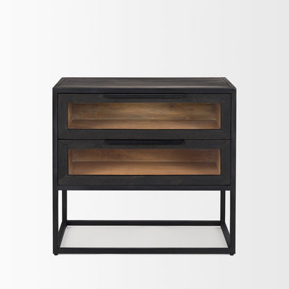 Mercana Sloan Two Drawers Black Nightstand