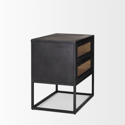Mercana Sloan Two Drawers Black Nightstand