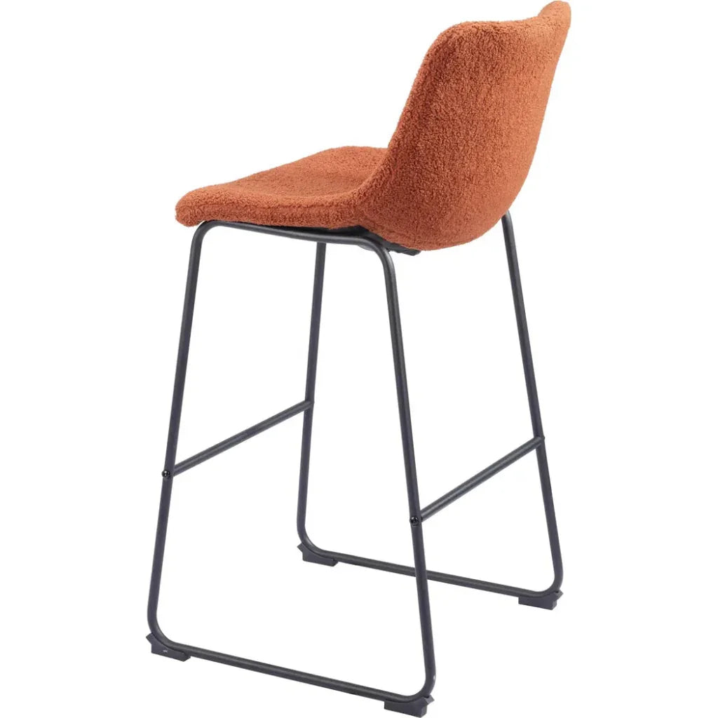 Smart Barstool (Set of 2) Burnt Orange - LOOMLAN - Zuo Modern - Bar Stools