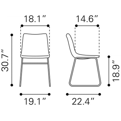 Smart Faux Leather Armelss Dining Chair 2PC