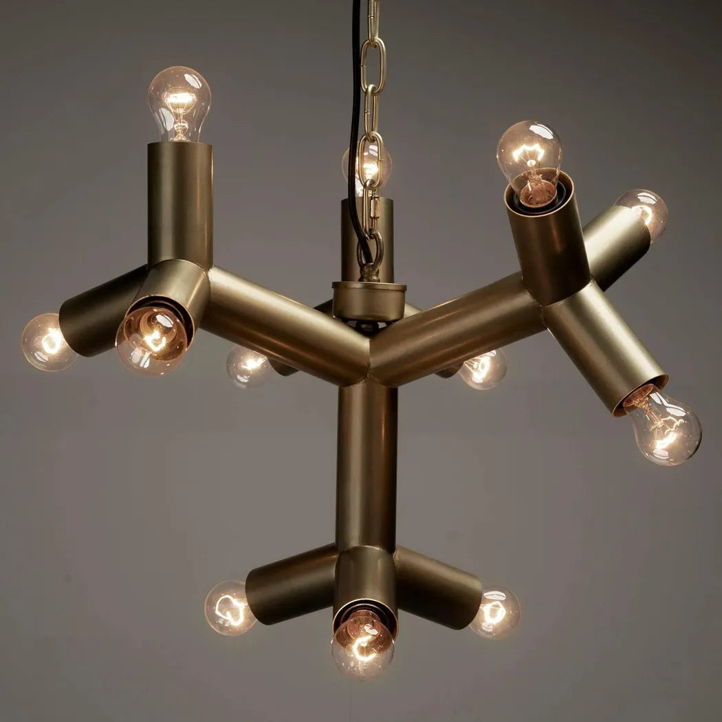 Snow Flake Metal Chandelier With Brass