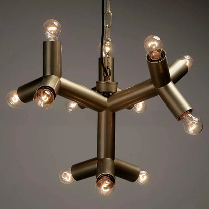 Snow Flake Metal Chandelier With Brass
