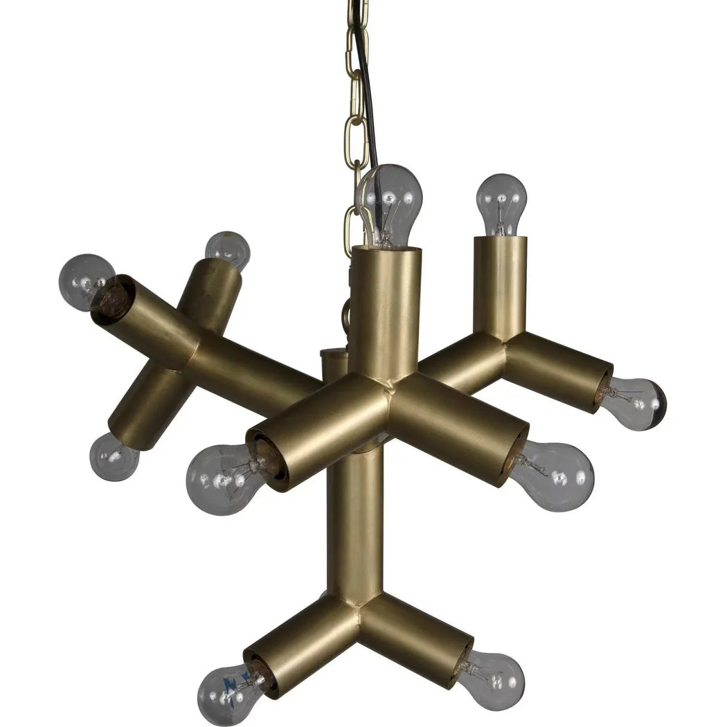Snow Flake Metal Chandelier With Brass