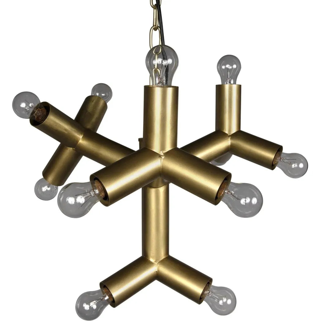 Snow Flake Metal Chandelier With Brass