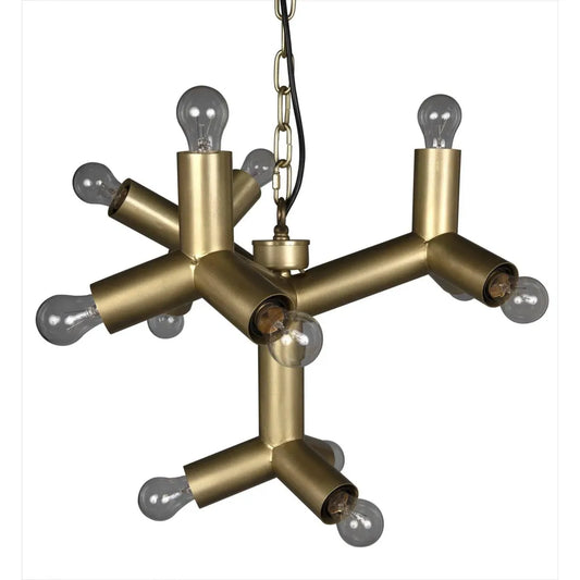 Noir Snow Flake Metal Chandelier With Brass