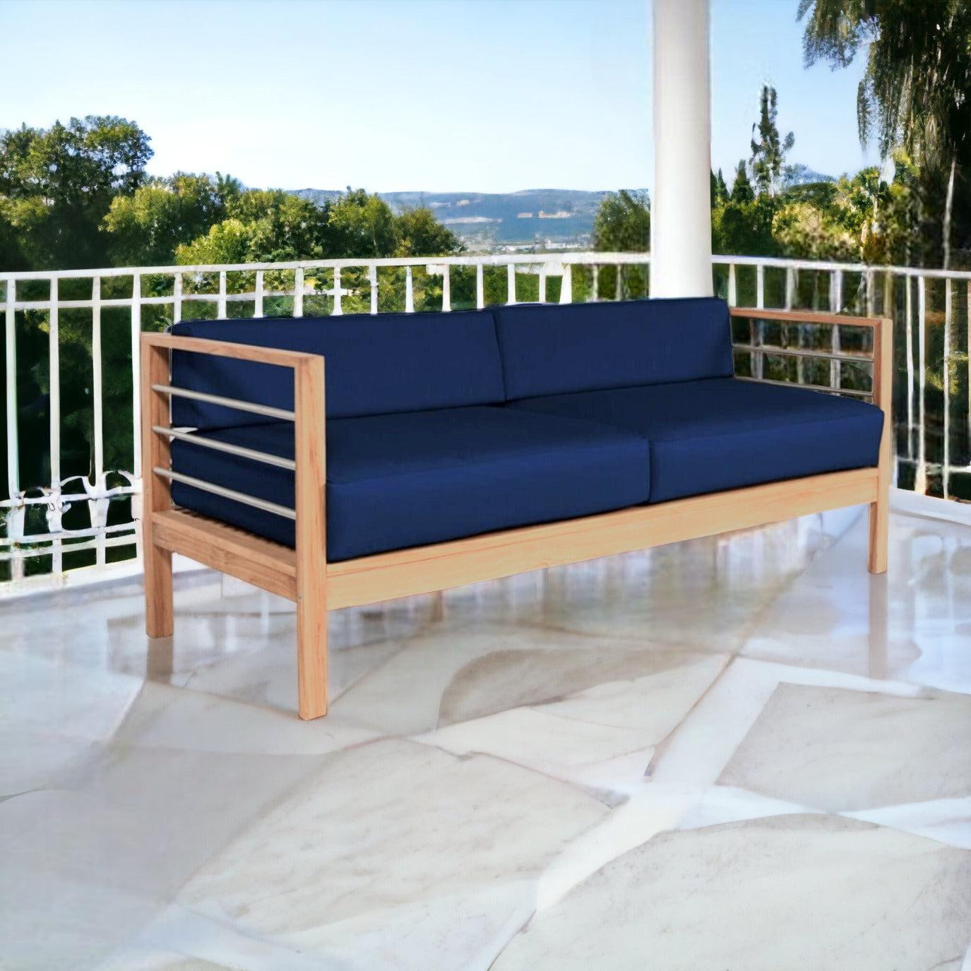 SoHo 3-Person Teak Outdoor Sofa with Sunbrella Cushions-Outdoor Sofas & Loveseats-HiTeak-Sideboards and Things