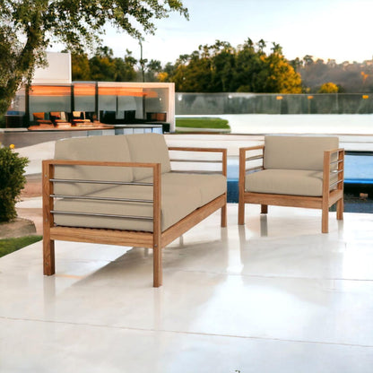 SoHo 3-Person Teak Outdoor Sofa with Sunbrella Cushions-Outdoor Sofas & Loveseats-HiTeak-Sideboards and Things