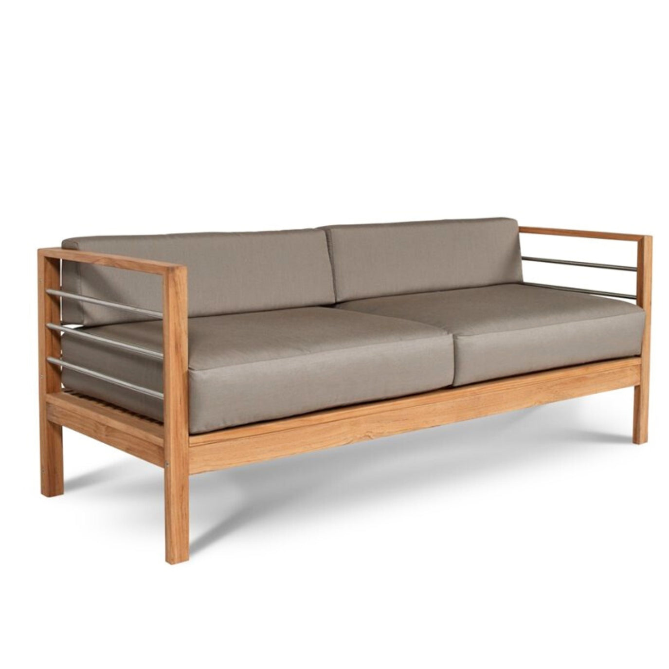 SoHo 3-Person Teak Outdoor Sofa with Sunbrella Cushions-Outdoor Sofas & Loveseats-HiTeak-Grey-Sideboards and Things