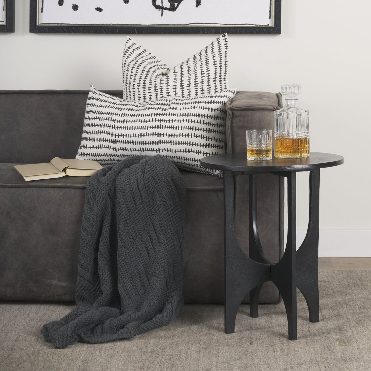 Mercana Sobi Matte Black Round Accent Table