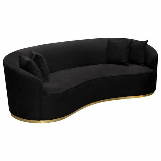 Sofa in Black Suede Velvet Gold Accent Trim Sofas & Loveseats Sideboards and Things  By Diamond Sofa