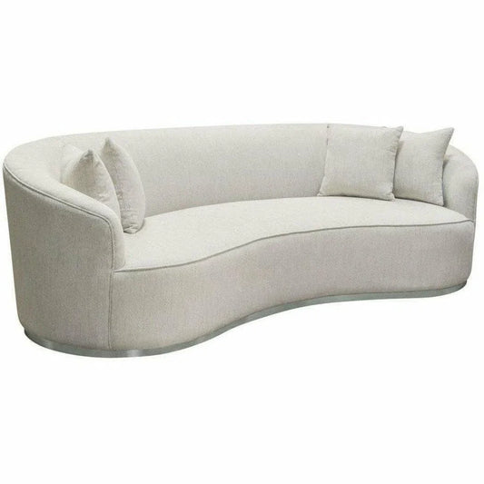 Sofa in Light Cream Fabric Silver Accent Trim Sofas & Loveseats Sideboards and Things  By Diamond Sofa