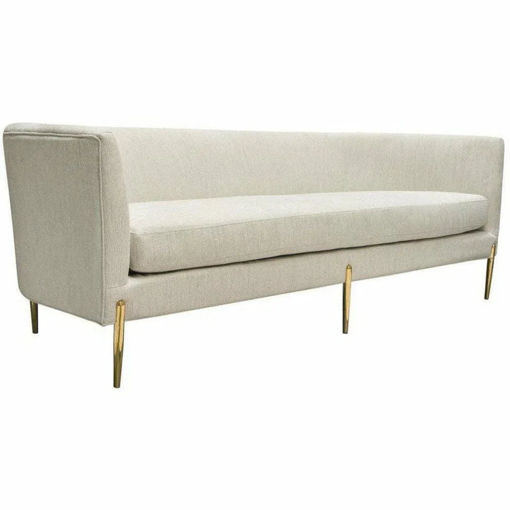 Sofa in Light Cream Fabric with Gold Metal Legs Sofas & Loveseats Sideboards and Things  By Diamond Sofa