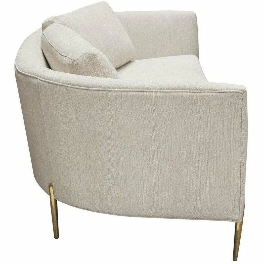 Sofa in Light Cream Fabric with Gold Metal Legs Sofas & Loveseats Sideboards and Things  By Diamond Sofa