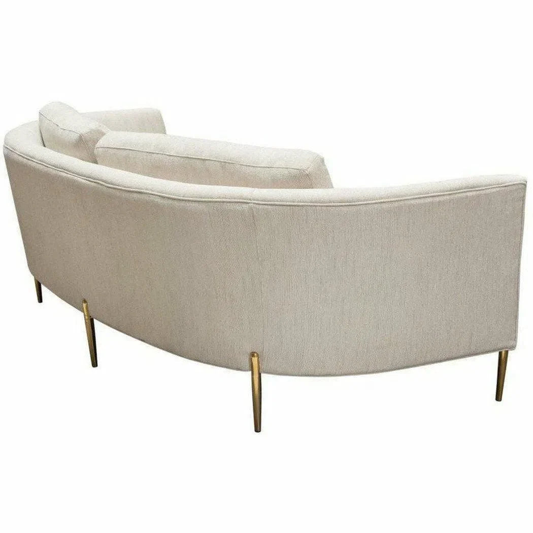 Sofa in Light Cream Fabric with Gold Metal Legs Sofas & Loveseats Sideboards and Things  By Diamond Sofa