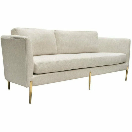 Sofa in Light Cream Fabric with Gold Metal Legs Sofas & Loveseats Sideboards and Things  By Diamond Sofa