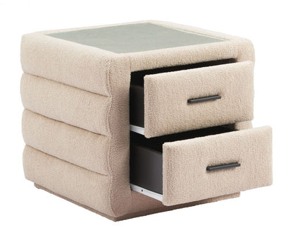 Zuo Modern Soffice Two Drawers Shearling Fabric Nightstand