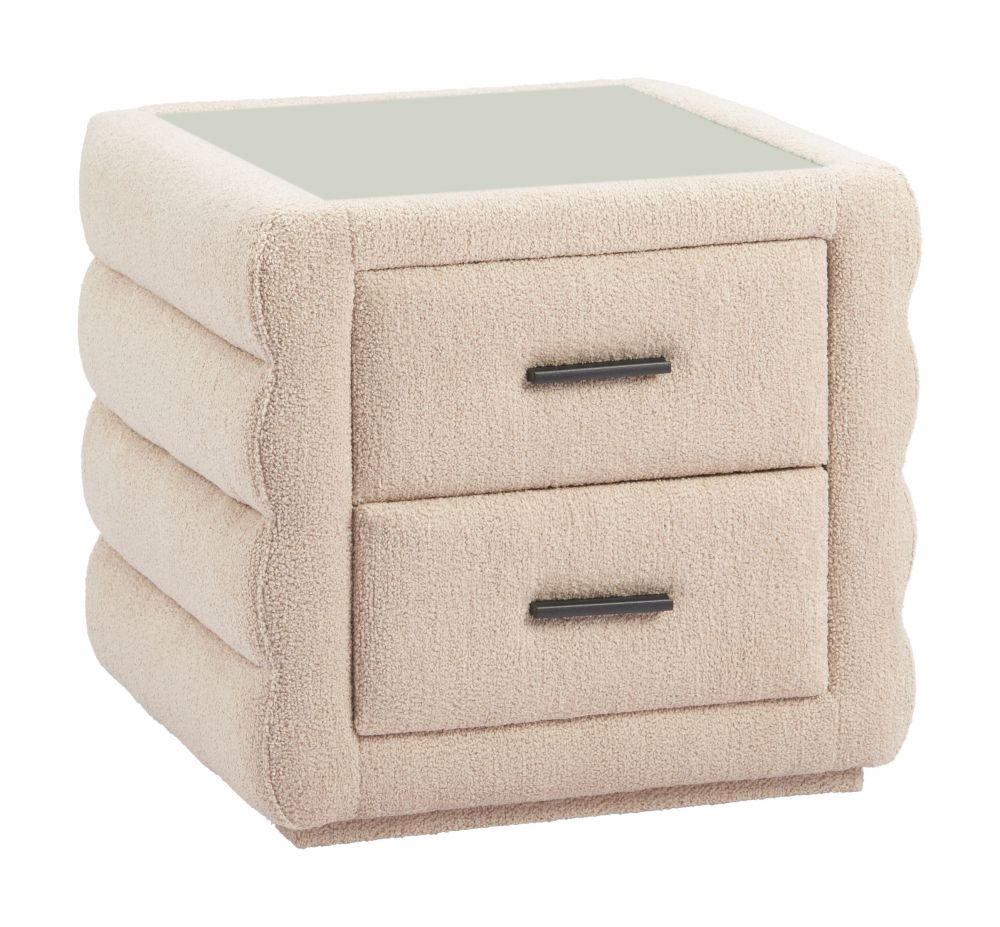 Zuo Modern Soffice Two Drawers Shearling Fabric Nightstand