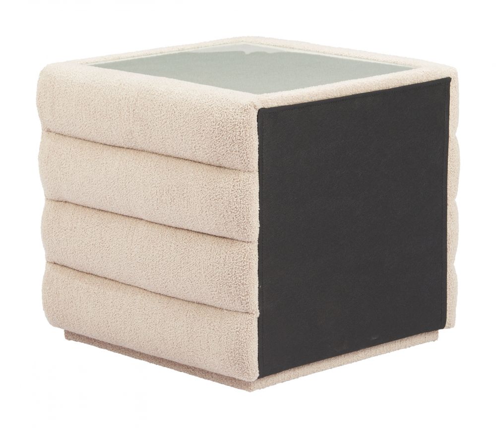 Zuo Modern Soffice Two Drawers Shearling Fabric Nightstand
