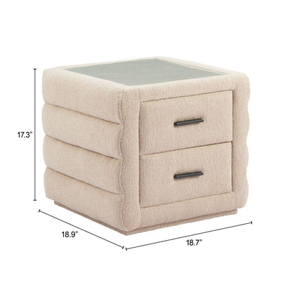 Zuo Modern Soffice Two Drawers Shearling Fabric Nightstand