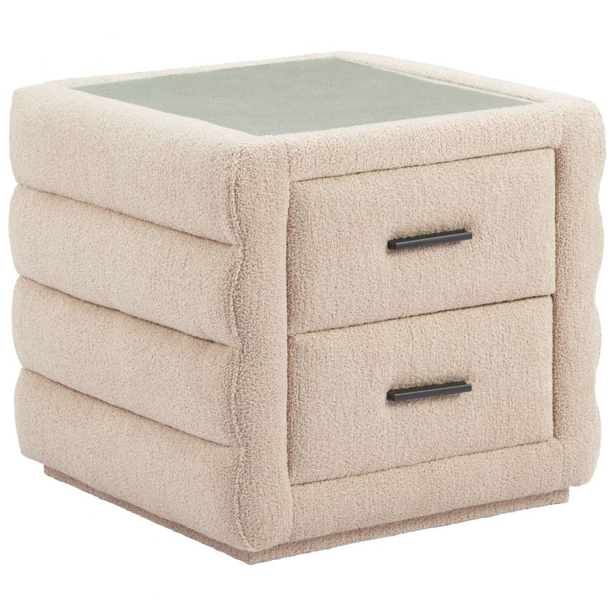 Zuo Modern Soffice Two Drawers Shearling Fabric Nightstand