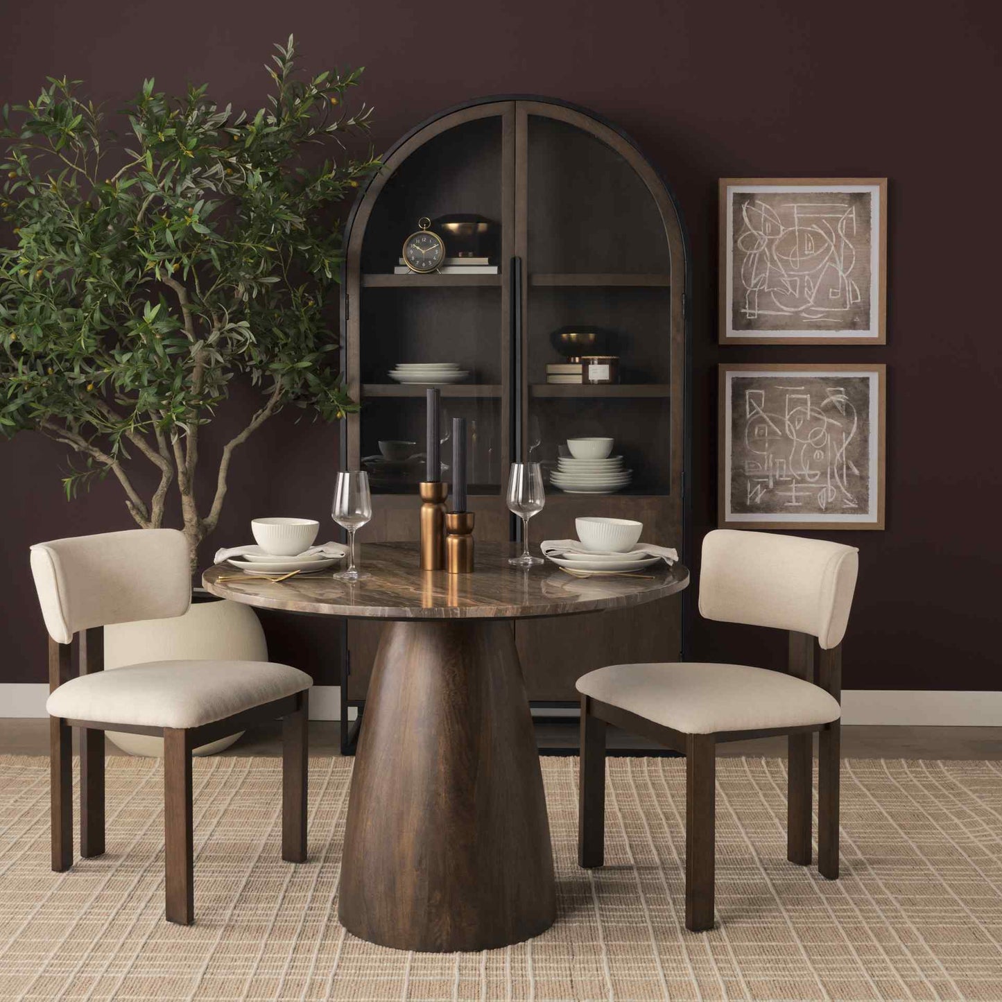 Mercana Soho Curved Open Back Fabric Dining Chair 2PC